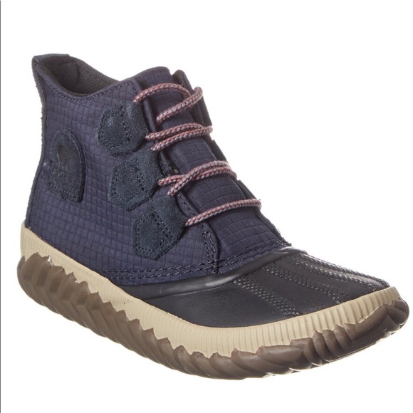 SOREL OUT N ABOUT Leather Rain Boot Navy Size: 7 - Picture 4 of 10